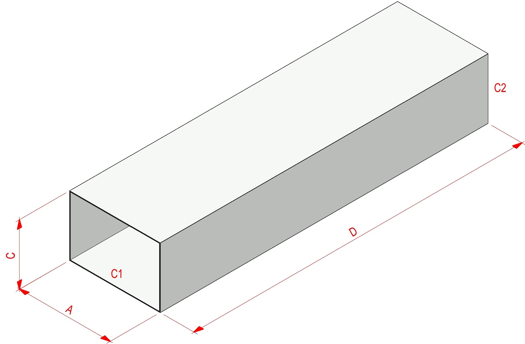 Rectangular Ductwork Straight Length - 200mm × 200mm